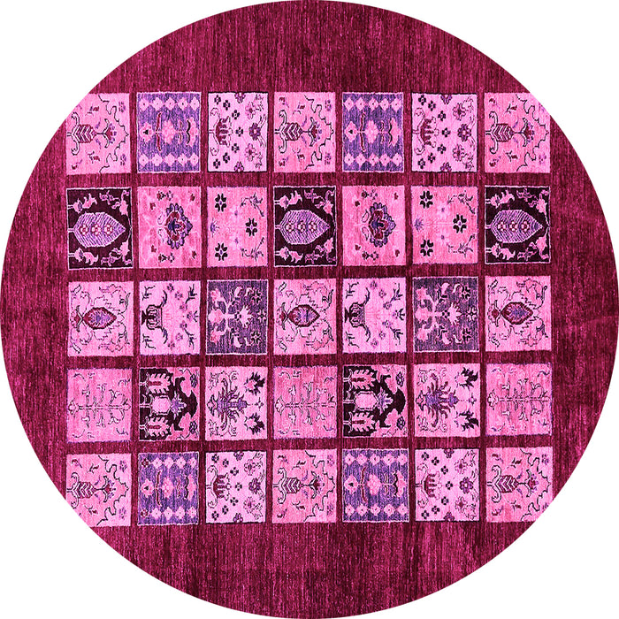 Round Machine Washable Abstract Pink Modern Rug, wshabs649pnk