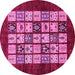 Round Machine Washable Abstract Pink Modern Rug, wshabs649pnk