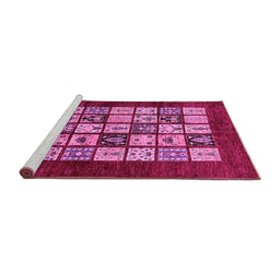 Sideview of Machine Washable Abstract Pink Modern Rug, wshabs649pnk