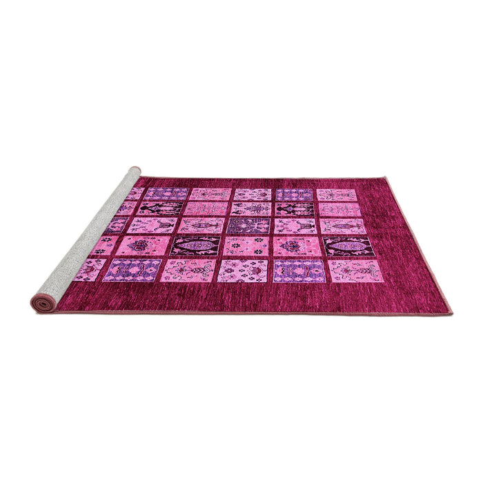 Sideview of Machine Washable Abstract Pink Modern Rug, wshabs649pnk
