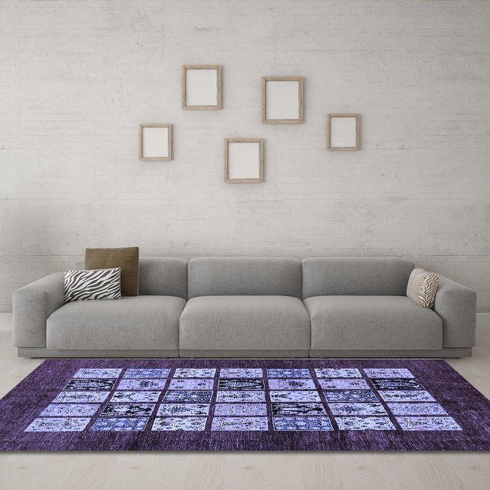 Machine Washable Abstract Blue Modern Rug in a Living Room, wshabs649blu