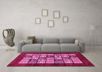 Machine Washable Abstract Pink Modern Rug, wshabs649pnk