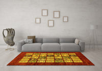 Machine Washable Abstract Yellow Modern Rug, wshabs649yw