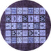 Round Machine Washable Abstract Blue Modern Rug, wshabs649blu