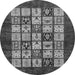 Round Machine Washable Abstract Gray Modern Rug, wshabs649gry