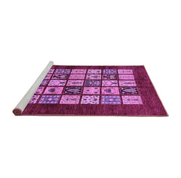 Sideview of Machine Washable Abstract Purple Modern Area Rugs, wshabs649pur