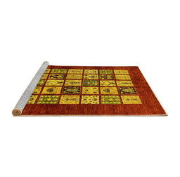 Sideview of Machine Washable Abstract Yellow Modern Rug, wshabs649yw