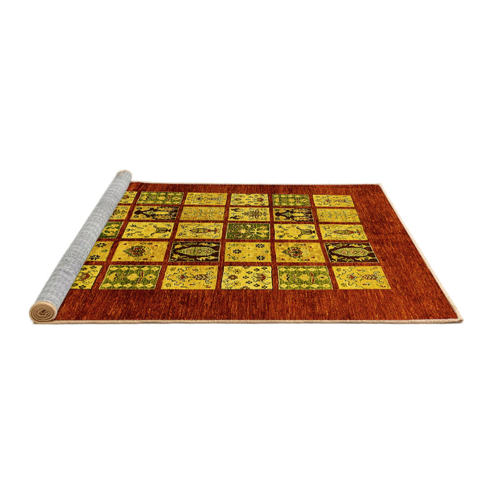 Sideview of Machine Washable Abstract Yellow Modern Rug, wshabs649yw