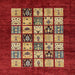 Square Machine Washable Abstract Red Rug, wshabs649