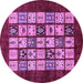 Round Machine Washable Abstract Purple Modern Area Rugs, wshabs649pur