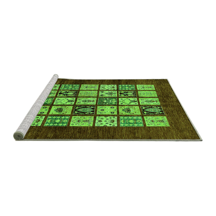 Sideview of Machine Washable Abstract Green Modern Area Rugs, wshabs649grn