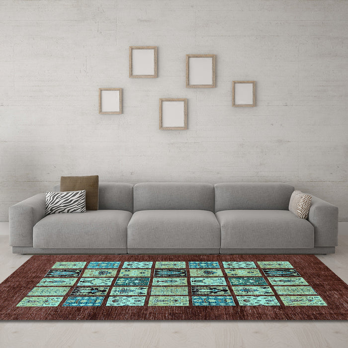 Machine Washable Abstract Light Blue Modern Rug in a Living Room, wshabs649lblu