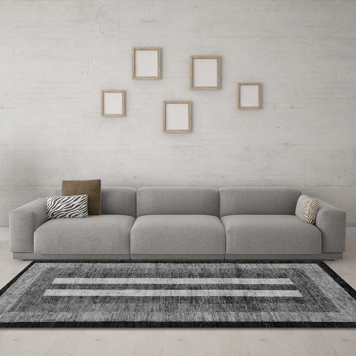 Machine Washable Abstract Gray Modern Rug in a Living Room,, wshabs64gry