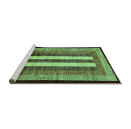 Sideview of Machine Washable Abstract Turquoise Modern Area Rugs, wshabs64turq