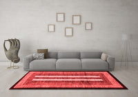 Machine Washable Abstract Red Modern Rug, wshabs64red