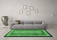 Machine Washable Abstract Emerald Green Modern Rug, wshabs64emgrn