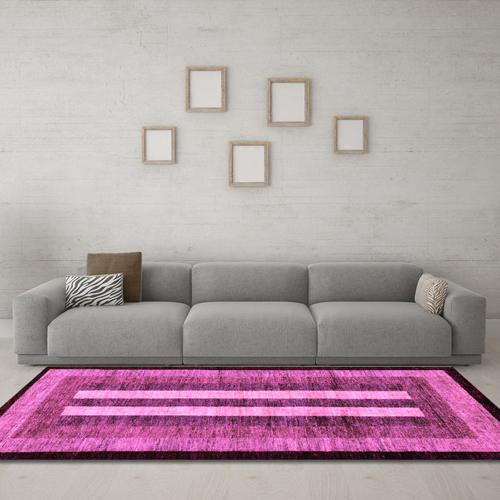 Machine Washable Abstract Purple Modern Area Rugs in a Living Room, wshabs64pur