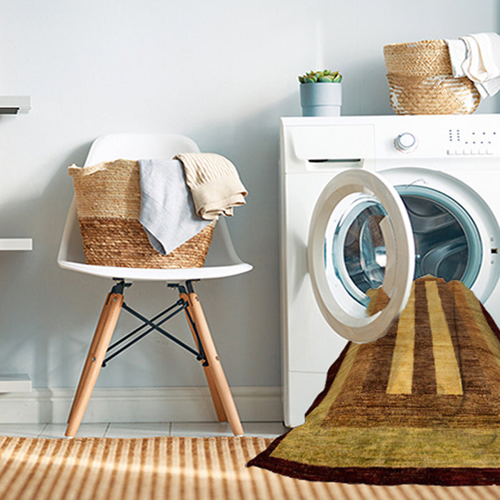 Machine Washable Abstract Tomato Red Rug in a Washing Machine, wshabs64