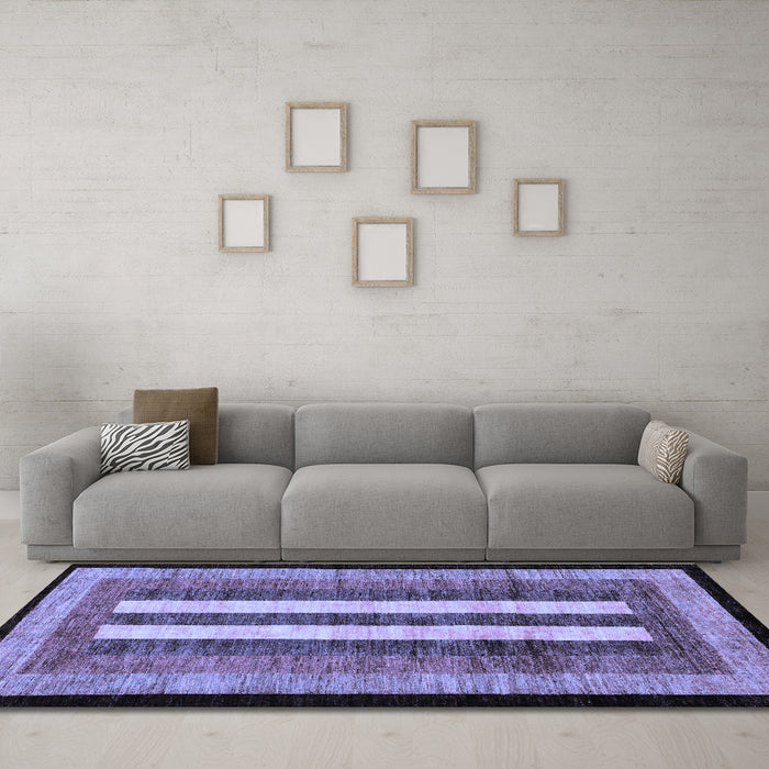 Machine Washable Abstract Blue Modern Rug in a Living Room, wshabs64blu