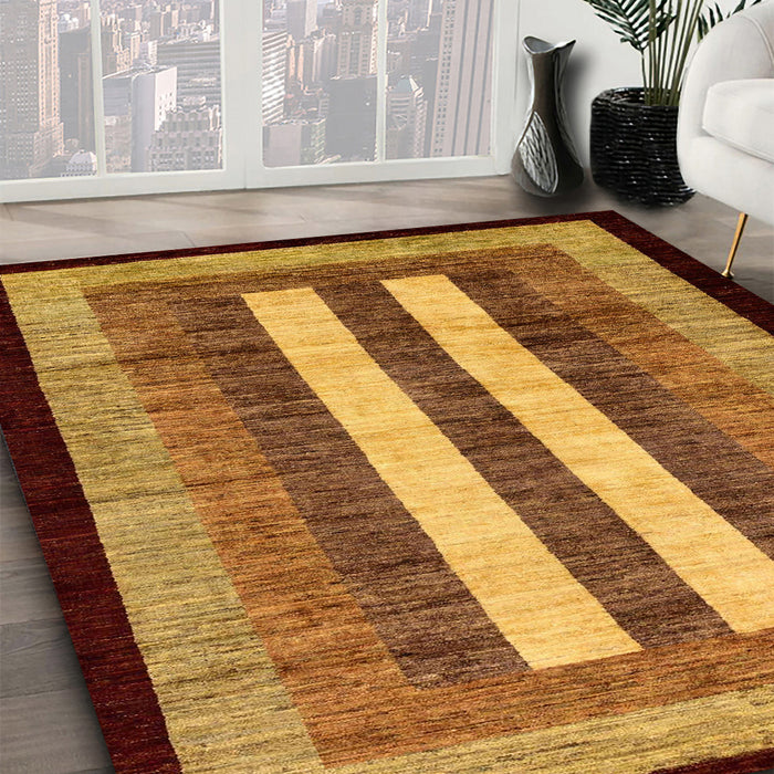 Abstract Red Modern Rug in Family Room, abs64