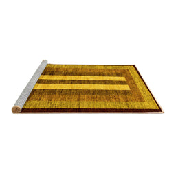 Sideview of Machine Washable Abstract Yellow Modern Rug, wshabs64yw