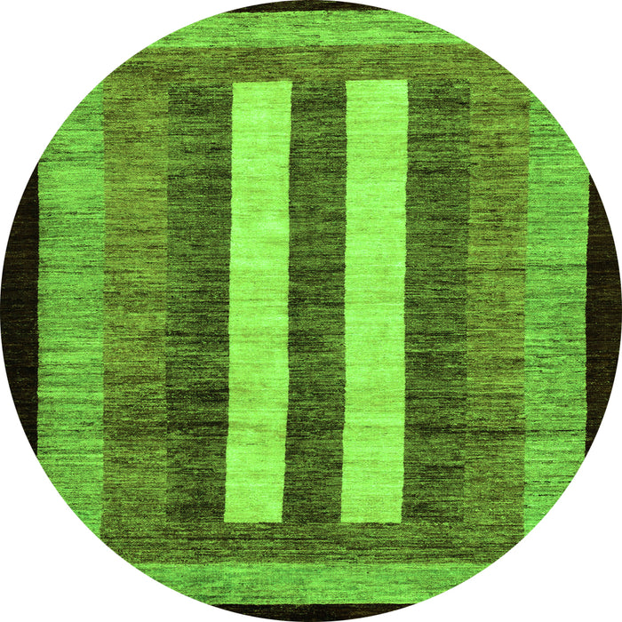 Round Machine Washable Abstract Green Modern Area Rugs, wshabs64grn