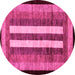 Round Machine Washable Abstract Pink Modern Rug, wshabs64pnk