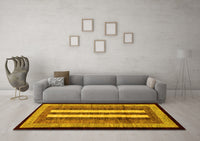 Machine Washable Abstract Yellow Modern Rug, wshabs64yw