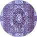 Round Abstract Blue Modern Rug, abs650blu