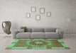 Machine Washable Abstract Turquoise Modern Area Rugs in a Living Room,, wshabs650turq