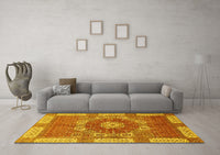 Machine Washable Abstract Yellow Modern Rug, wshabs650yw