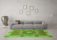 Machine Washable Abstract Green Modern Rug, wshabs650grn