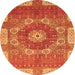 Round Abstract Orange Modern Rug, abs650org