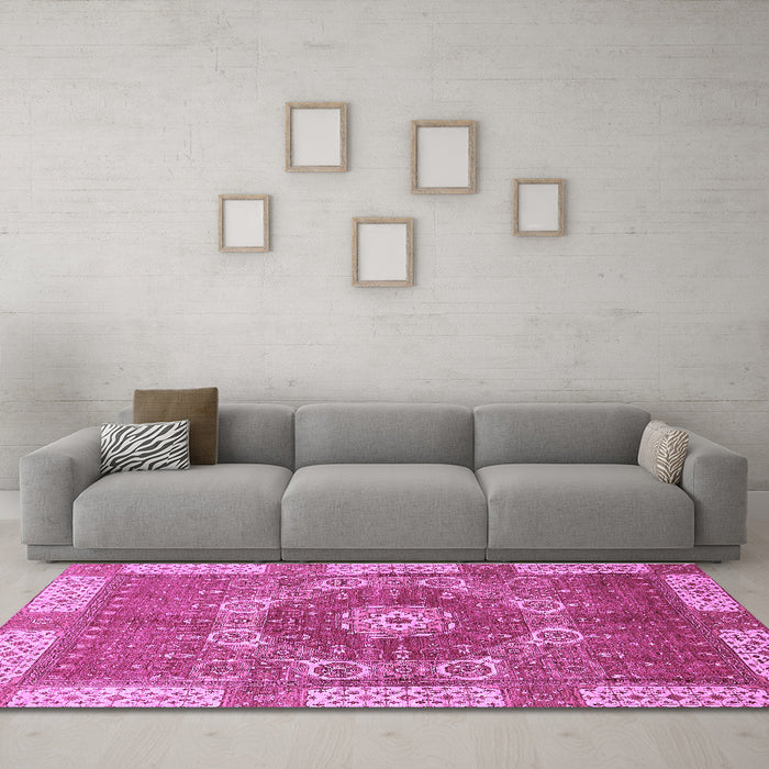 Machine Washable Abstract Purple Modern Area Rugs in a Living Room, wshabs650pur