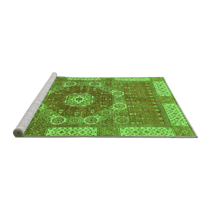 Sideview of Machine Washable Abstract Green Modern Area Rugs, wshabs650grn