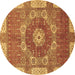 Round Machine Washable Abstract Brown Modern Rug, wshabs650brn