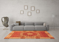 Machine Washable Abstract Orange Modern Rug, wshabs650org