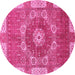 Round Abstract Pink Modern Rug, abs650pnk