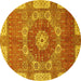 Round Machine Washable Abstract Yellow Modern Rug, wshabs650yw