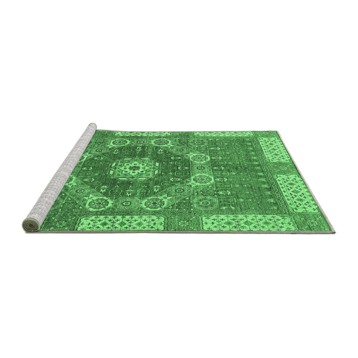 Sideview of Machine Washable Abstract Emerald Green Modern Area Rugs, wshabs650emgrn