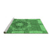 Sideview of Machine Washable Abstract Emerald Green Modern Area Rugs, wshabs650emgrn