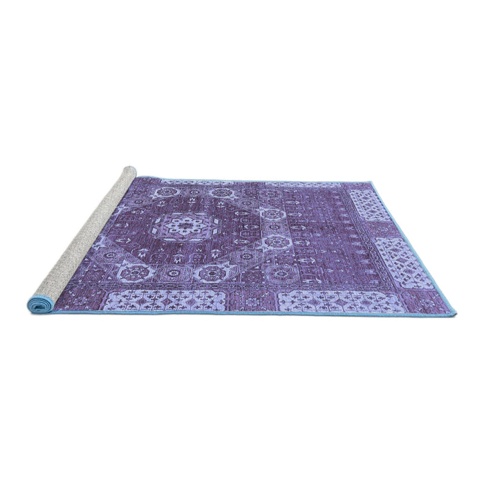 Sideview of Machine Washable Abstract Blue Modern Rug, wshabs650blu