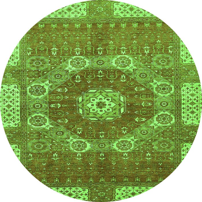 Round Machine Washable Abstract Green Modern Area Rugs, wshabs650grn