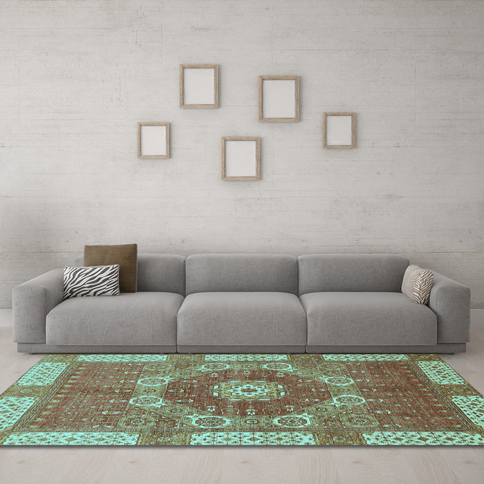 Machine Washable Abstract Light Blue Modern Rug in a Living Room, wshabs650lblu