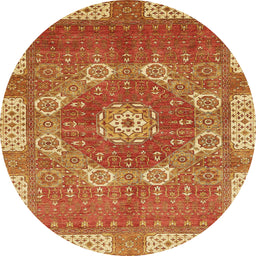 Round Abstract Orange Modern Rug, abs650