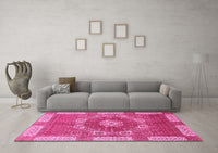 Machine Washable Abstract Pink Modern Rug, wshabs650pnk