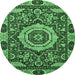 Round Abstract Emerald Green Modern Rug, abs651emgrn