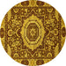 Round Abstract Yellow Modern Rug, abs651yw