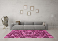 Machine Washable Abstract Pink Modern Rug, wshabs651pnk