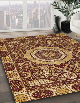 Abstract Orange Modern Rug in Family Room, abs651